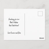 Hoppy Easter Wordart Groeten Blauwe Achtergrond Briefkaart (Achterkant)