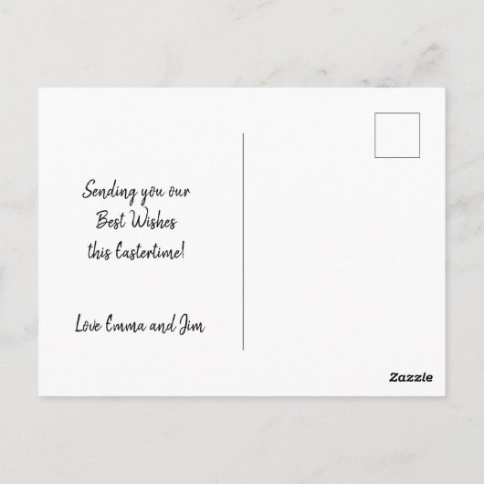 Hoppy Easter Wordart Groeten Blauwe Achtergrond Briefkaart (Achterkant)