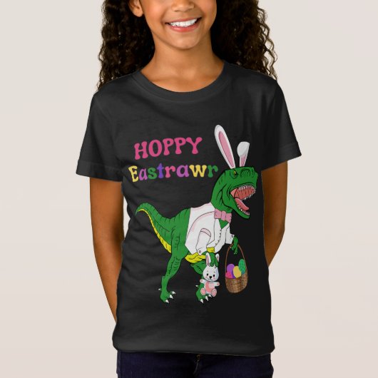 Hoppy Eastrawr Bunny Dinosaur Easter T-Shirt (Voorkant)