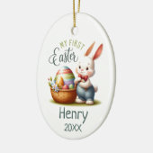 Hoppy eerste Pasen - gepersonaliseerd Keramisch Ornament (Links)