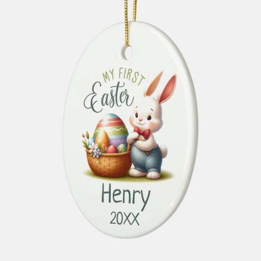 Hoppy eerste Pasen - gepersonaliseerd Keramisch Ornament (Links)