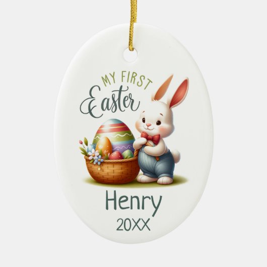 Hoppy eerste Pasen - gepersonaliseerd Keramisch Ornament (Voorkant)
