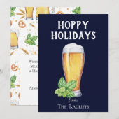 Hoppy Feestdagen Beer Glass Flat Blue Holiday Card Feestdagenkaart (Voorkant / Achterkant)