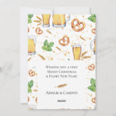 Hoppy Feestdagen Beer Glass Flat Blue Holiday Card Feestdagenkaart (Achterkant)