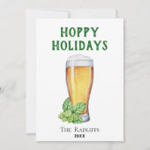 Hoppy Feestdagen Beer Glass Flat Holiday Card Feestdagenkaart (Voorkant)