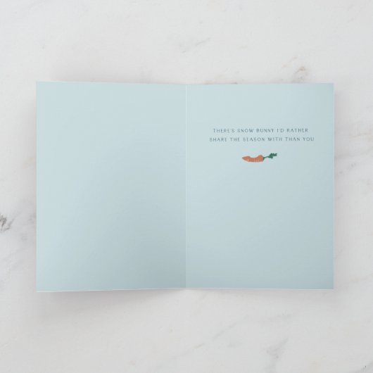Hoppy Feestdagen Bunny & Snowman Wenskaart Kaart (Binnen)