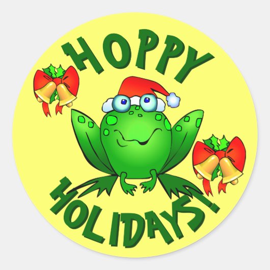 Hoppy Feestdagen Cartoon kerstkikkers Ronde Sticker (Voorkant)