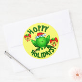 Hoppy Feestdagen Cartoon kerstkikkers Ronde Sticker (Envelop)
