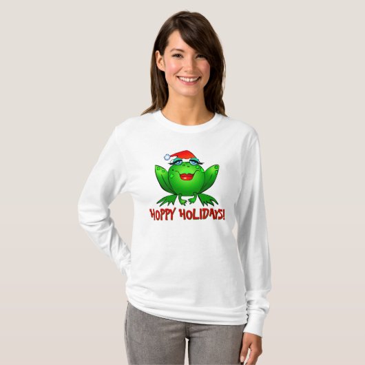 Hoppy Feestdagen Cartoon Lady Frog Shirt (Voorkant volledig)