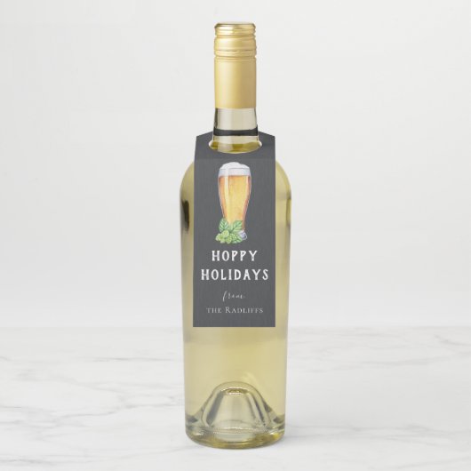 Hoppy Feestdagen Chalkboard Bottle Hanger (Op fles)