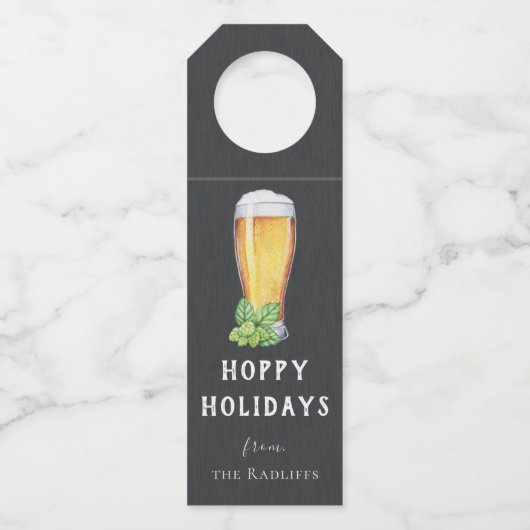 Hoppy Feestdagen Chalkboard Bottle Hanger (Voorkant)