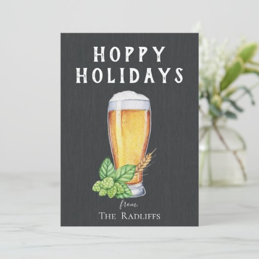 Hoppy Feestdagen Chalkboard Flat Holiday Card Feestdagenkaart (Staand voorkant)