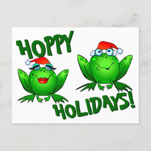 Hoppy Feestdagen Cute Cartoon kerstkikkers Briefkaart