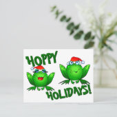 Hoppy Feestdagen Cute Cartoon kerstkikkers Briefkaart (Staand voorkant)