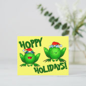 Hoppy Feestdagen Cute Cartoon kerstkikkers Briefkaart (Staand voorkant)