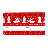 Hoppy Feestdagen elke konijn Schattige konijnen va Etiket (Voorkant)