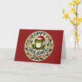 Hoppy Feestdagen Frog Christmas Kaart (Gele Bloem)