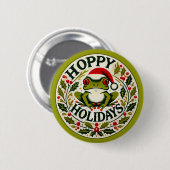 Hoppy Feestdagen Frog Christmas Ronde Button 5,7 Cm (Voorkant /achterkant)