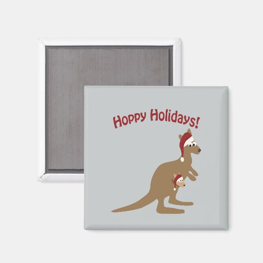 Hoppy Feestdagen! Kerst Kangaroo Magneet (Voorkant / Achterkant)