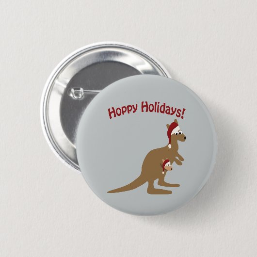 Hoppy Feestdagen! Kerst Kangaroo Ronde Button 5,7 Cm (Voorkant /achterkant)