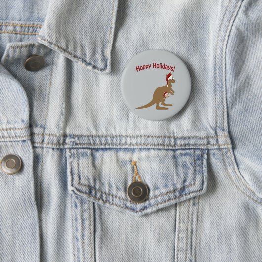 Hoppy Feestdagen! Kerst Kangaroo Ronde Button 5,7 Cm (In situ)