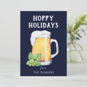 Hoppy Feestdagen met een blauwe Mok voor feestdage Feestdagenkaart (Staand voorkant)