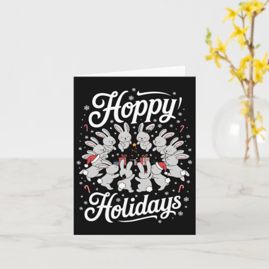 Hoppy Feestdagen Rabbit Lover Christmas Bunny Fami Kaart (Gele Bloem)