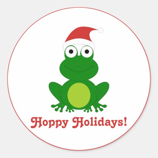 Hoppy Feestdagen Santa Frog Ronde Sticker (Voorkant)