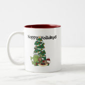 Hoppy Feestdagen Tshirts en geschenken Tweekleurige Koffiemok (Links)