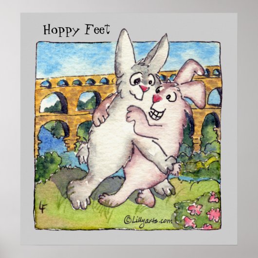 Hoppy Feet Cartoon Rabbits Poster afdrukken (Voorkant)
