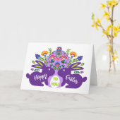 Hoppy Folklore Easter naar je aangepaste tekst Kaart (Gele Bloem)