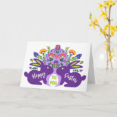 Hoppy Folklore Easter naar uw aangepaste tekst Bri Kaart (Gele Bloem)