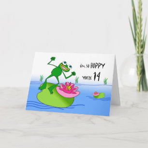 Hoppy Fourtetiende 14th Birthday, Funny Frog bij P Kaart