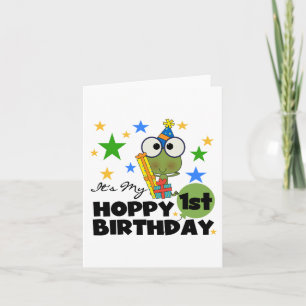 Hoppy Frog 1st Birthday T shirten and Gifts Kaart