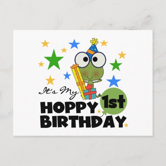 Hoppy Frog 1st Birthday T shirten en geschenken Briefkaart (Voorkant)