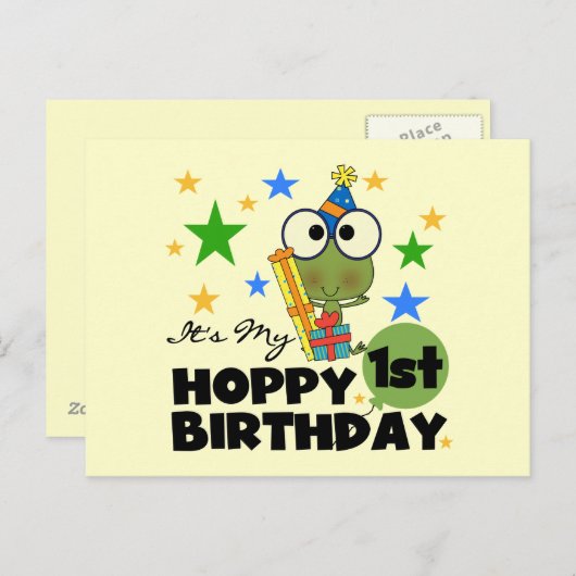Hoppy Frog 1st Birthday T shirten en geschenken Briefkaart (Voorkant / Achterkant)