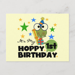 Hoppy Frog 1st Birthday T shirten en geschenken Briefkaart