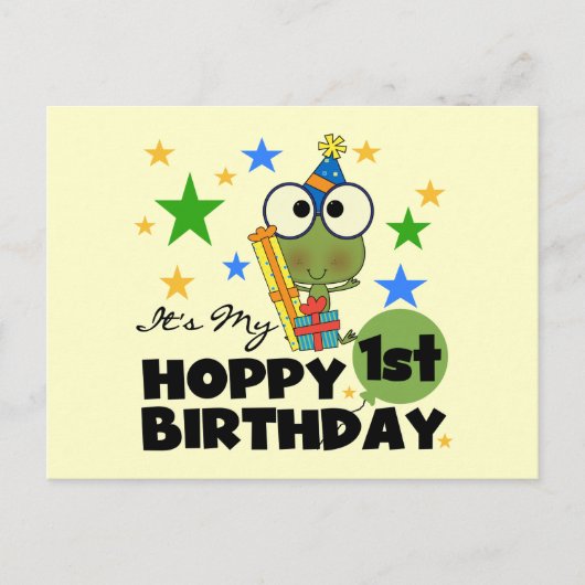 Hoppy Frog 1st Birthday T shirten en geschenken Briefkaart (Voorkant)