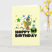 Hoppy Frog 1st Birthday T shirten en geschenken Kaart (Gele Bloem)