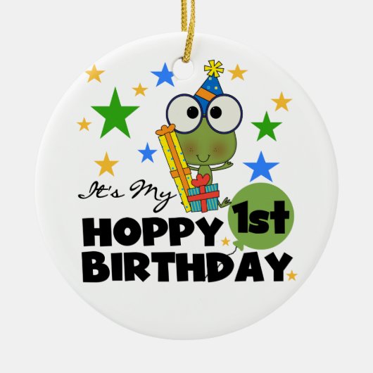 Hoppy Frog 1st Birthday T shirten en geschenken Keramisch Ornament (Voorkant)