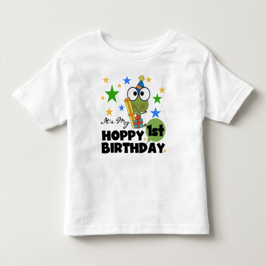 Hoppy Frog 1st Birthday T shirten en geschenken Kinder Shirts (Voorkant)