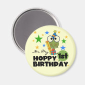 Hoppy Frog 1st Birthday T shirten en geschenken Magneet (Voorkant / Achterkant)