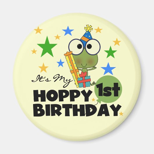 Hoppy Frog 1st Birthday T shirten en geschenken Magneet (Voorkant)
