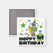 Hoppy Frog 1st Birthday T shirten en geschenken Magneet (Voorkant / Achterkant)