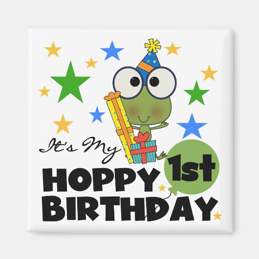 Hoppy Frog 1st Birthday T shirten en geschenken Magneet (Voorkant)