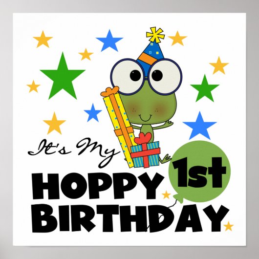 Hoppy Frog 1st Birthday T shirten en geschenken Poster (Voorkant)