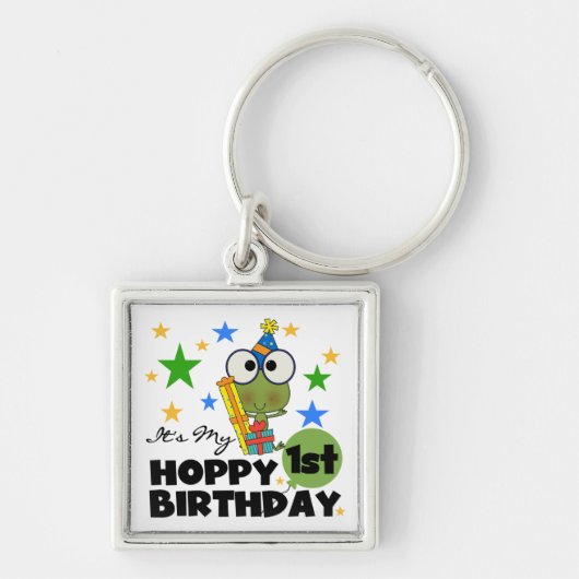 Hoppy Frog 1st Birthday T shirten en geschenken Sleutelhanger (Voorkant)