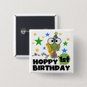 Hoppy Frog 1st Birthday T shirten en geschenken Vierkante Button 5,1 Cm (Voorkant /achterkant)