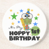 Hoppy Frog 1st Birthday T shirten en geschenken Zandsteen Onderzetter (Voorkant)