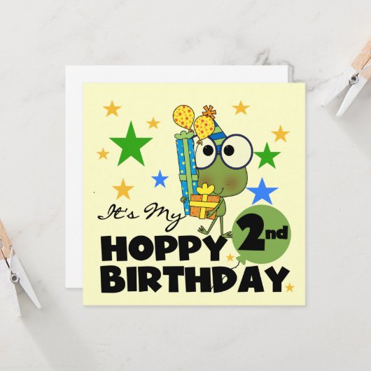 Hoppy Frog 2e verjaardag T-shirts en cadeautjes Kaart (Voorkant / Achterkant in situ)
